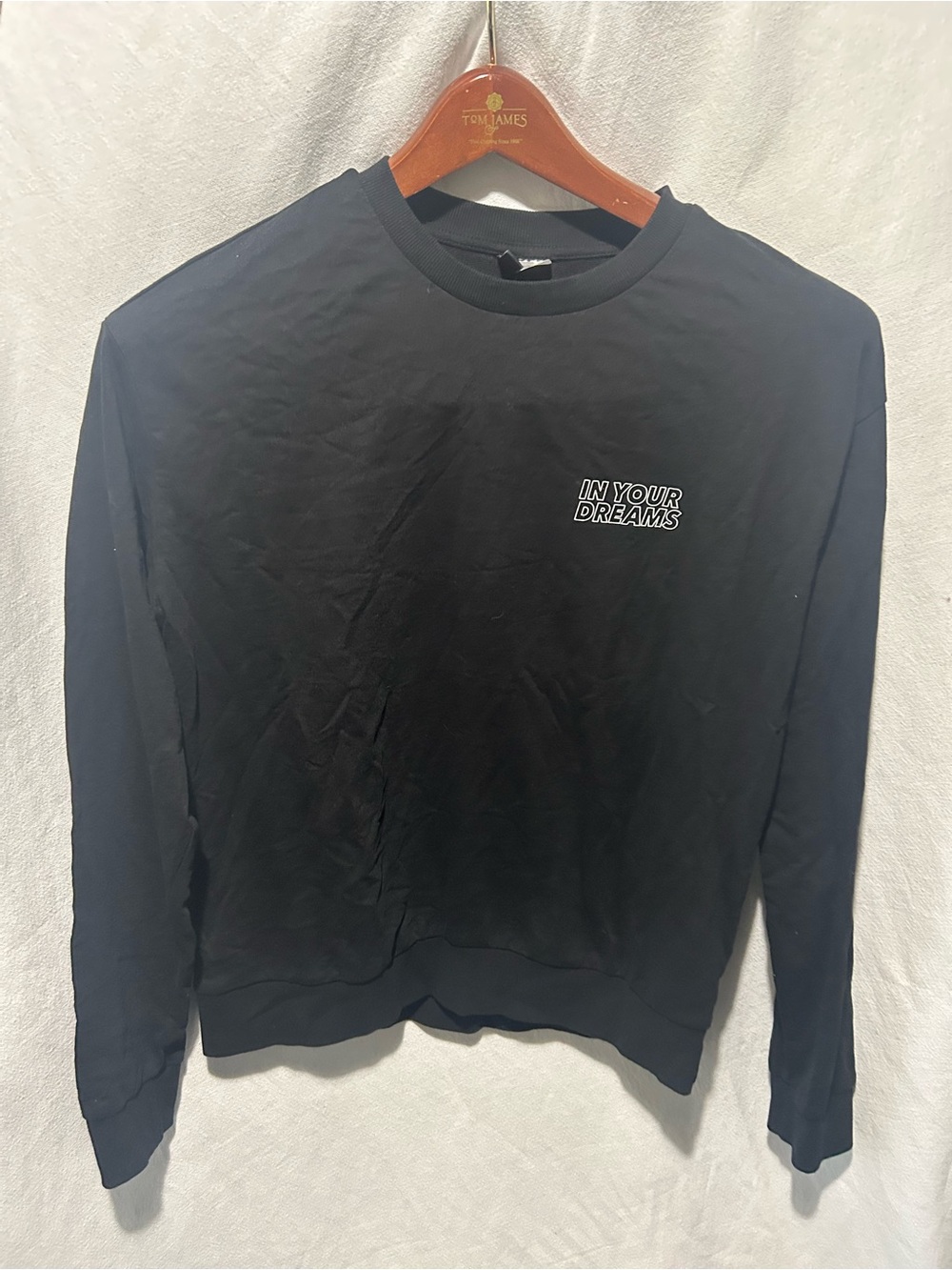 H&M Divided Black Graphic Long sleeve Tee Tshirt “In Your Dreams” Size M Womens